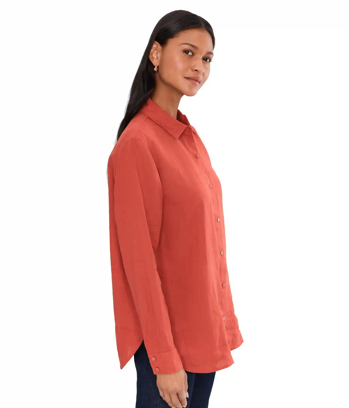 Women's Eileen Fisher Organic Handkerchief Linen Classic Collar Long Shirt