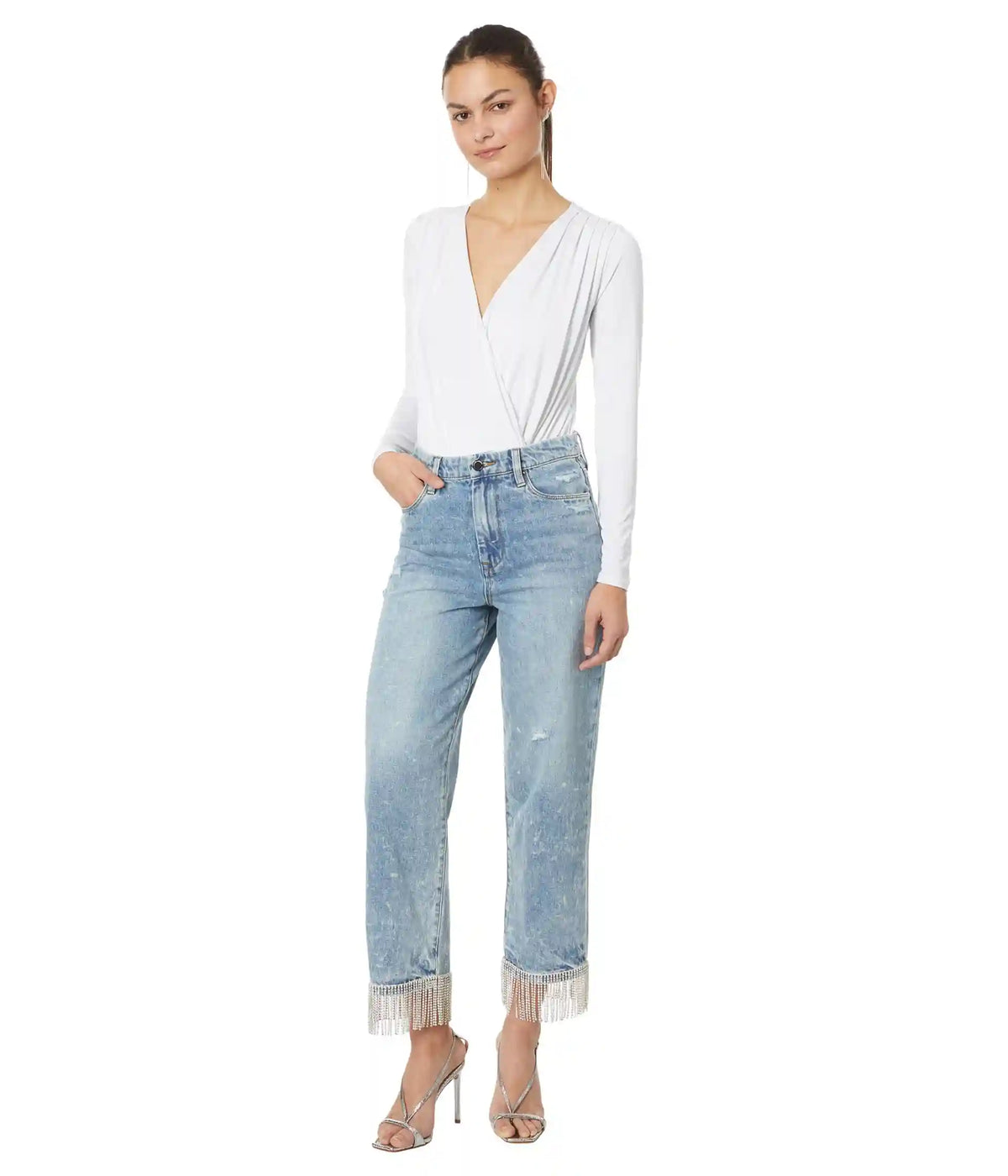 Women's Blank NYC Heart And Soul Baxter Denim Jeans With Rhinestone Fringe Detail