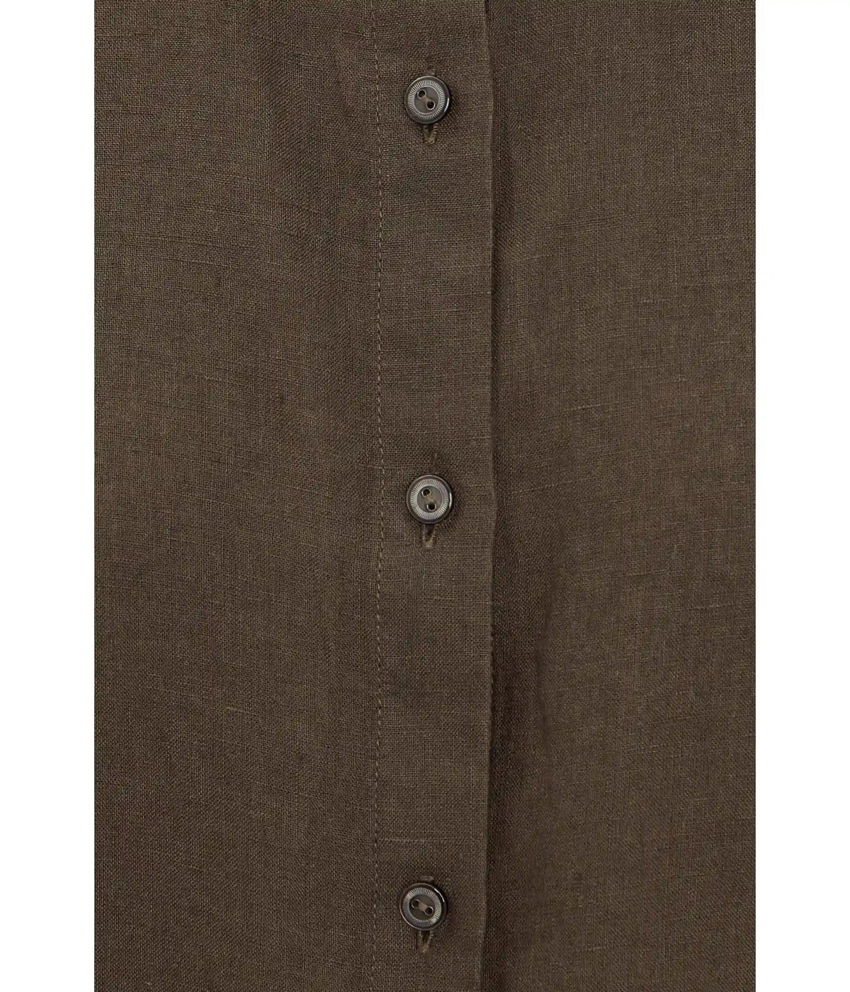 Women's Eileen Fisher Organic Handkerchief Linen Mandarin Collar Short Sleeve Shirt