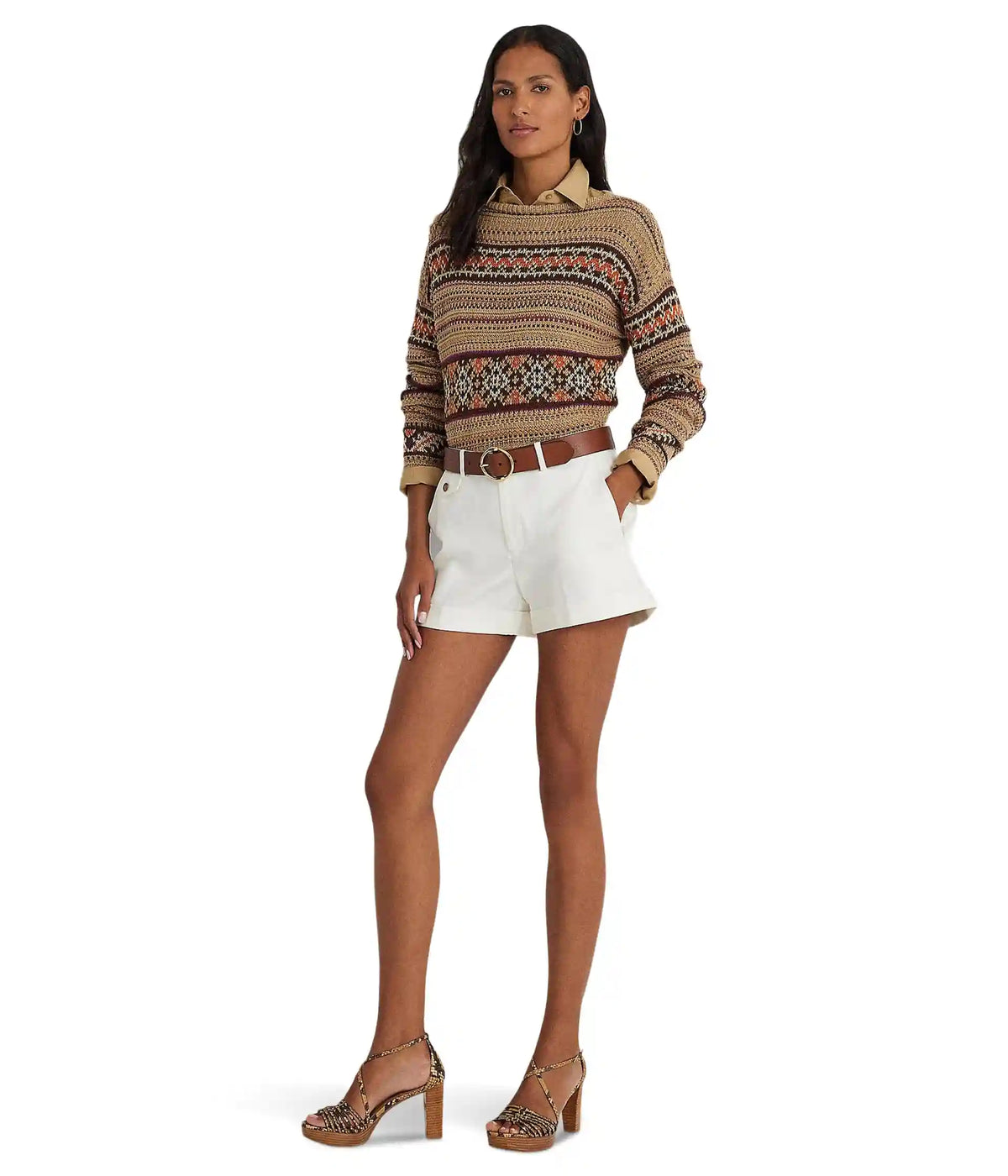 Women's Lauren Ralph Lauren Pleated Double-Faced Cotton Shorts