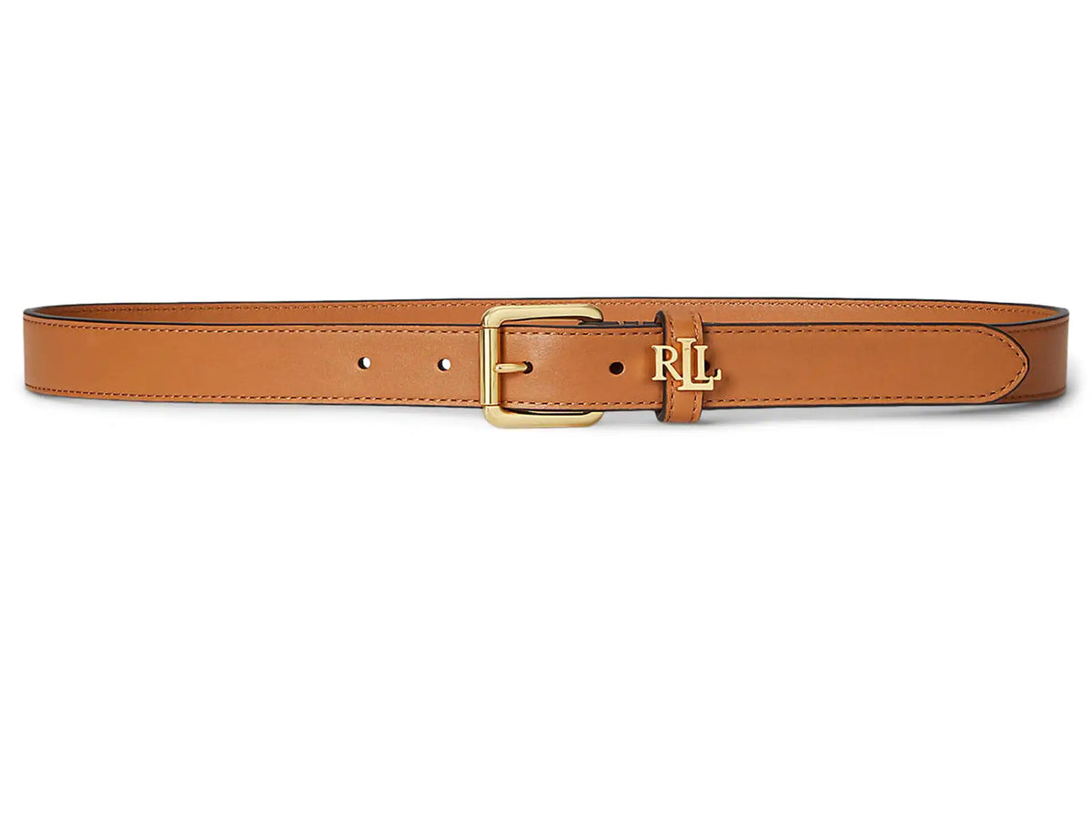 Lauren Ralph Lauren Logo-Keeper Leather Skinny Belt