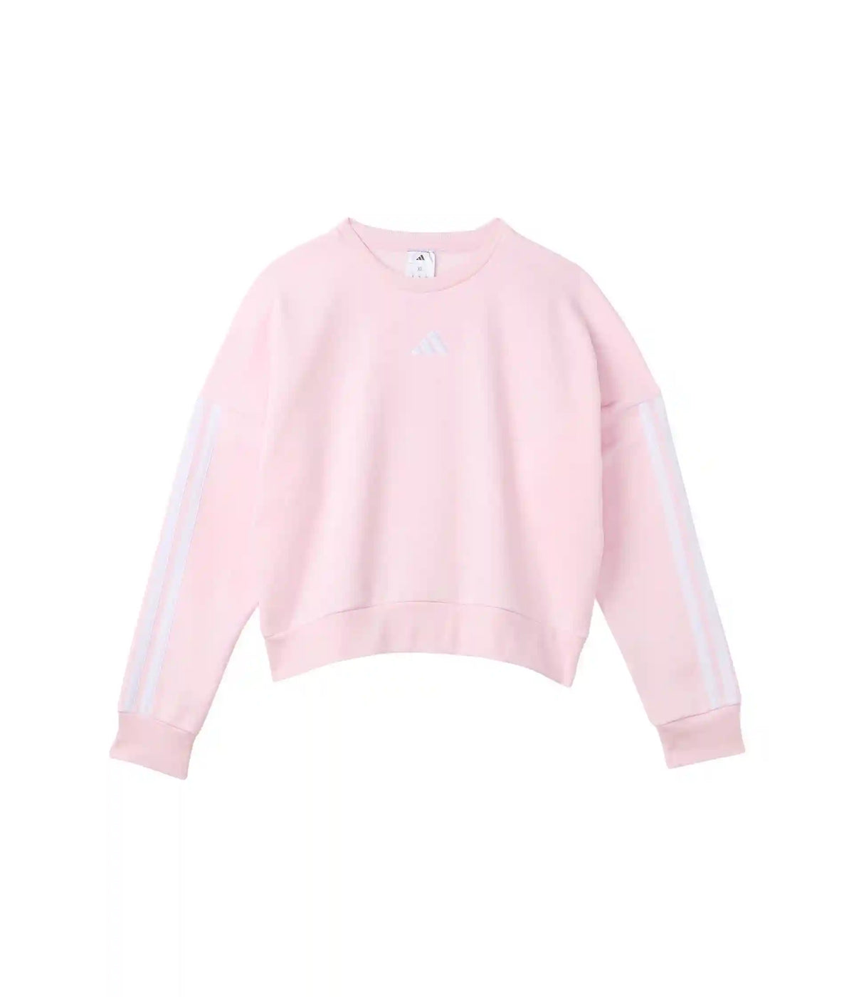 adidas Kids 3-Stripes Crew Neck Heather Fleece Pullover (Big Kid)