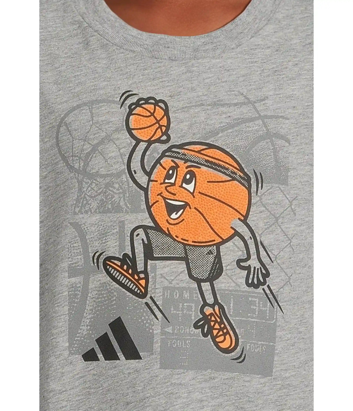 adidas Kids Long Sleeve Sport Graphic Heather Tee (Toddler/Little Kid)