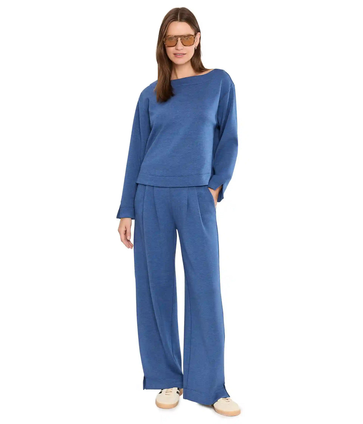 Women's Liverpool Los Angeles Mid-Rise Pull-On Pleated Wide Leg Pants