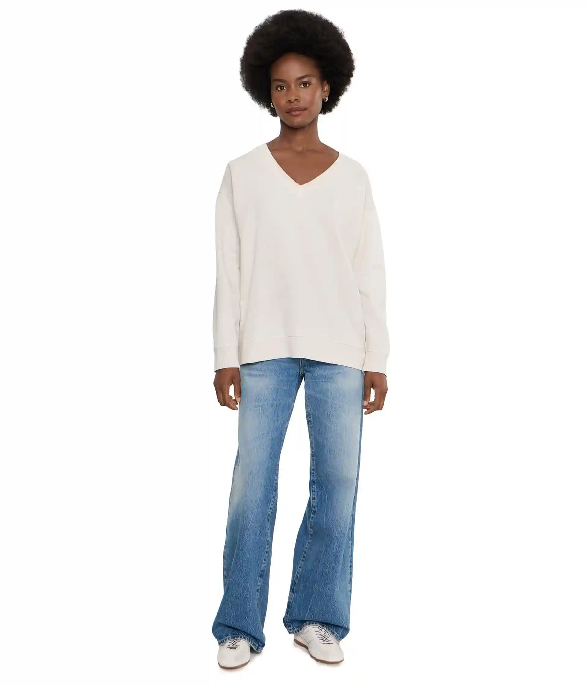 Women's Eileen Fisher Garment Dyed Terry V-Neck Sweatshirt