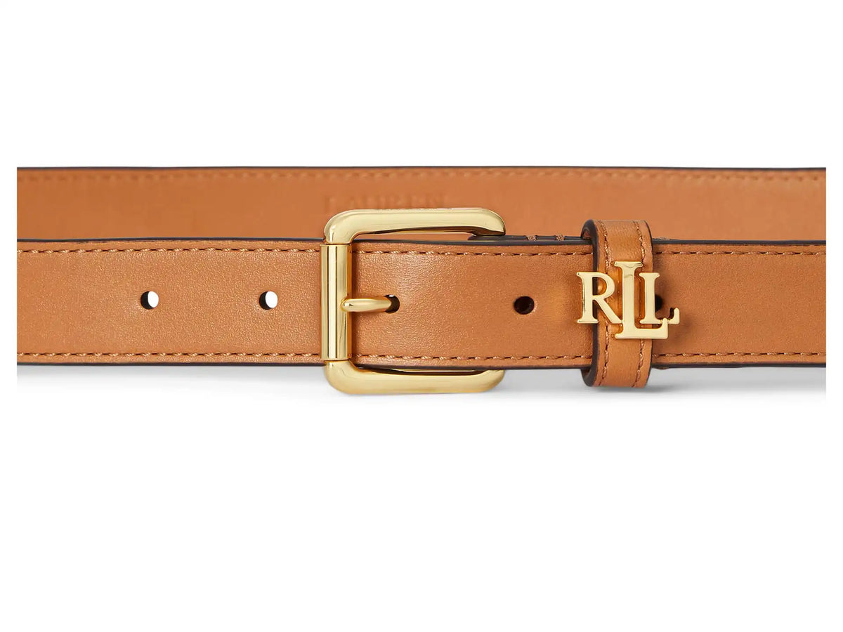Lauren Ralph Lauren Logo-Keeper Leather Skinny Belt