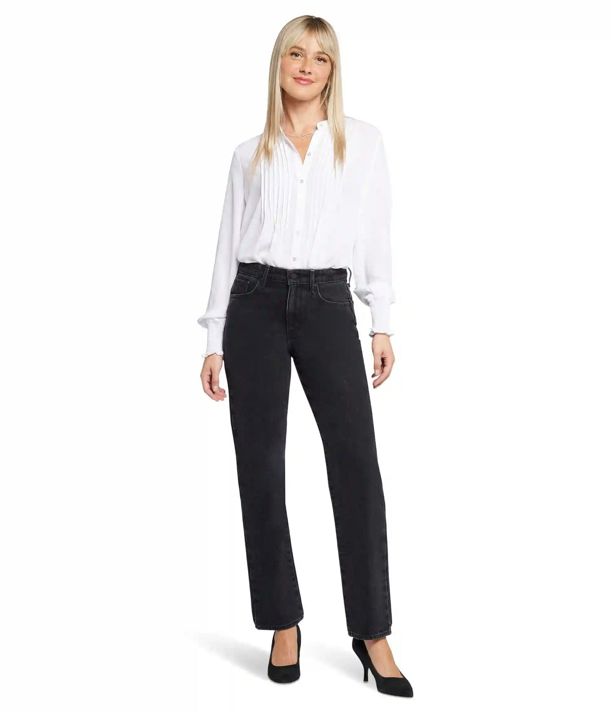 Women's NYDJ Brooke High-Rise Loose Straight Jeans in Vintage Black