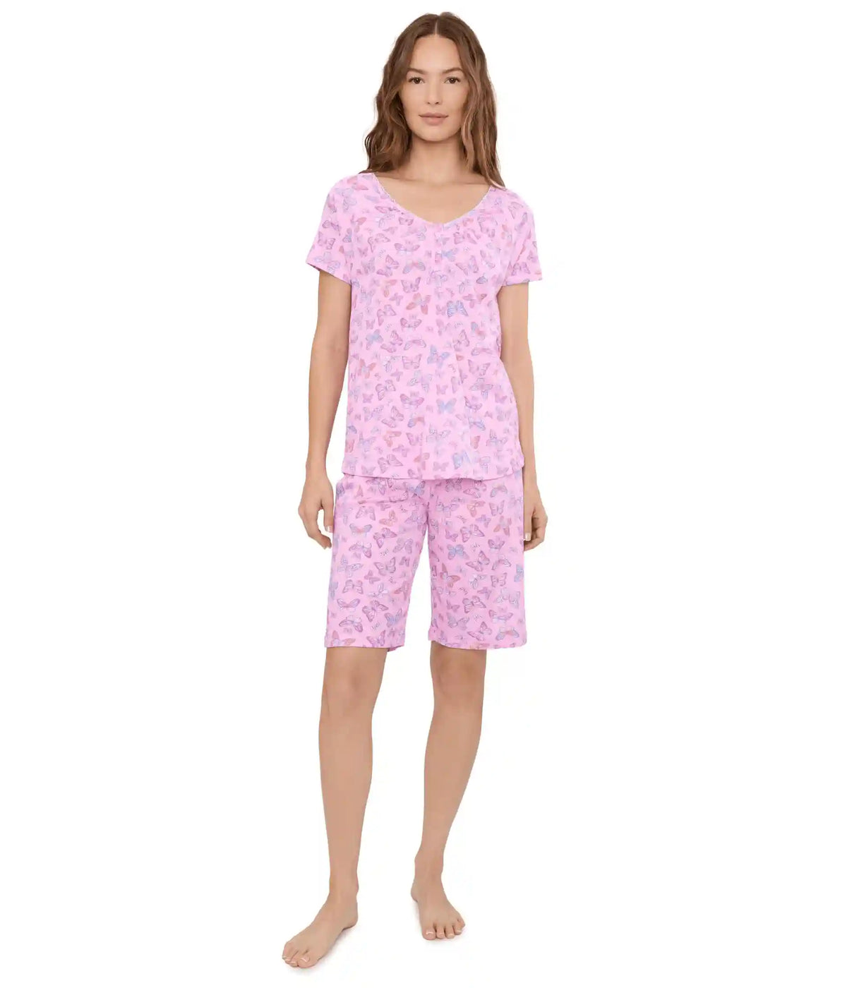 Women's Karen Neuburger Short Sleeve Henley Bermuda Shorts Pajama Set